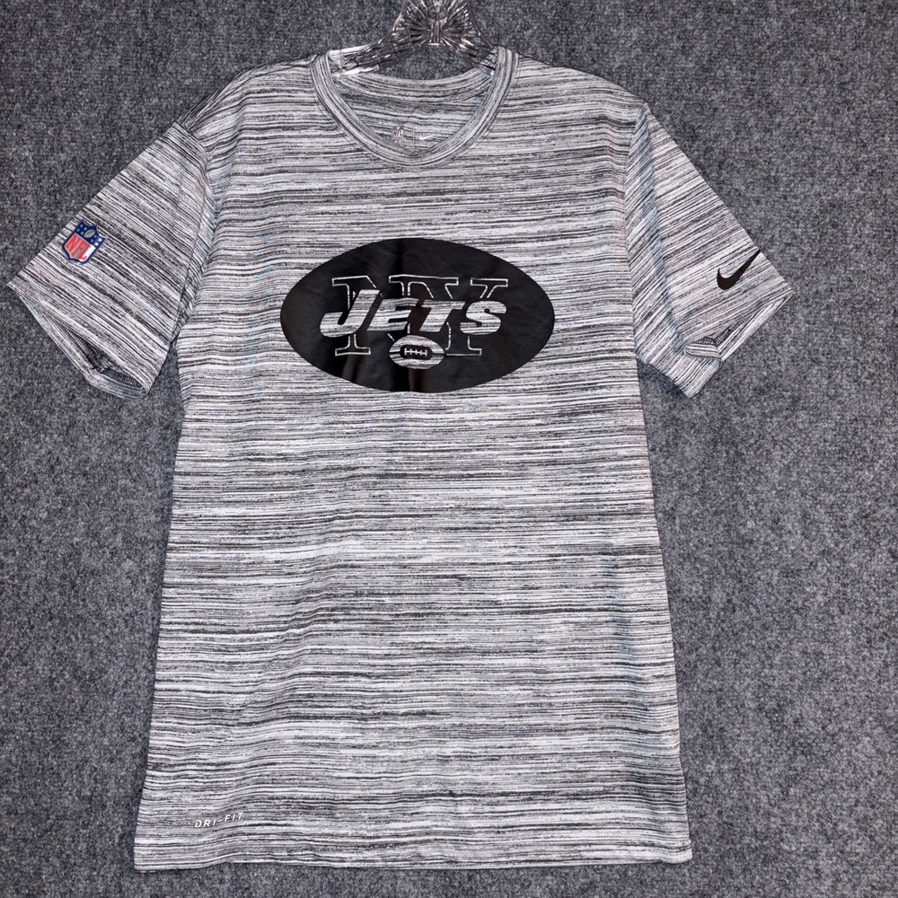 New York Jets Shirt Mens Black Gray Short Sleeve T Dri Fit On Field NFL Small